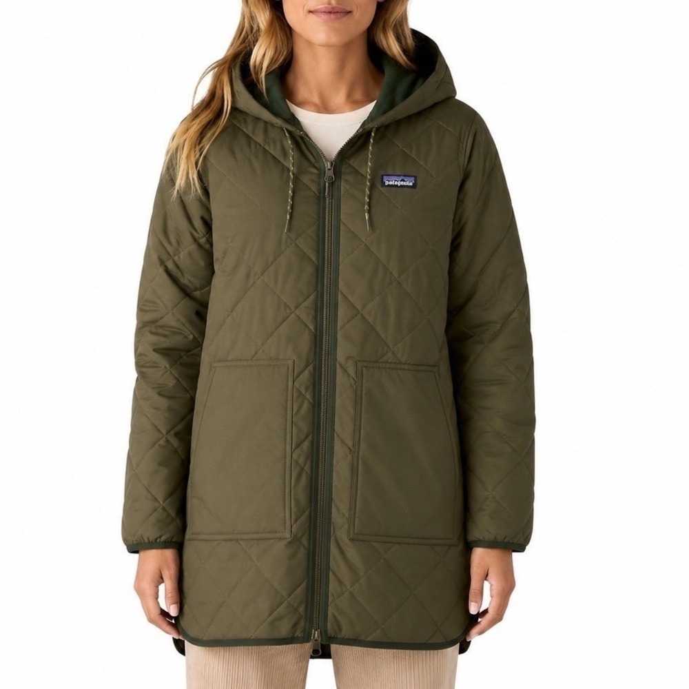 Patagonia Women's Diamond Quilted Parka Basin Green Large NWT ($269 Retail)